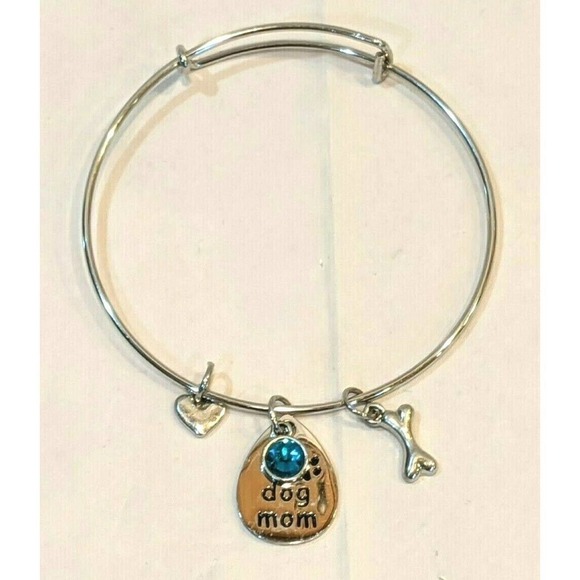 Dog Mom Pet Bracelet Dangle Charms Gift Heart Bone - Picture 2 of 3
